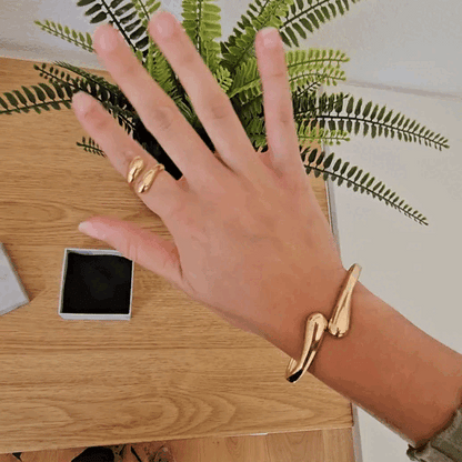 Bracelet et Bague Alora – Élégance Fluide en Or ou Argent