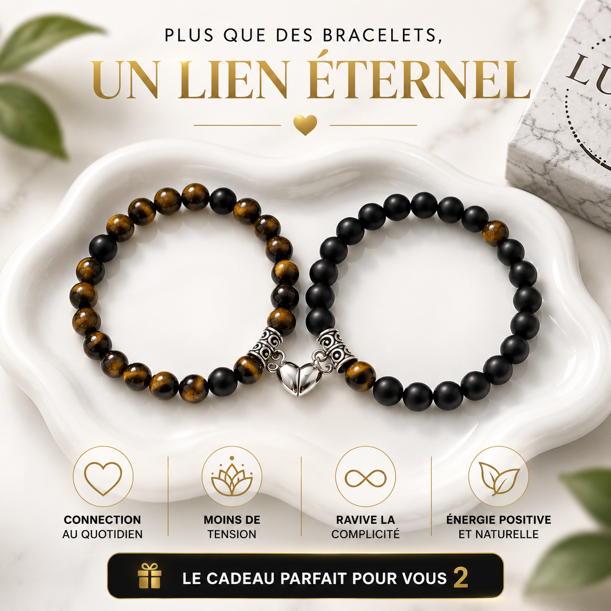 BRACELETS COUPLE EN PIERRES VÉRITABLES