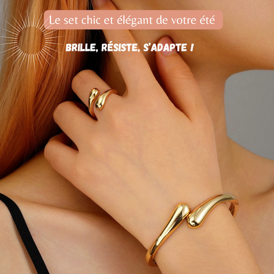 Bracelet et Bague Alora – Élégance Fluide en Or ou Argent